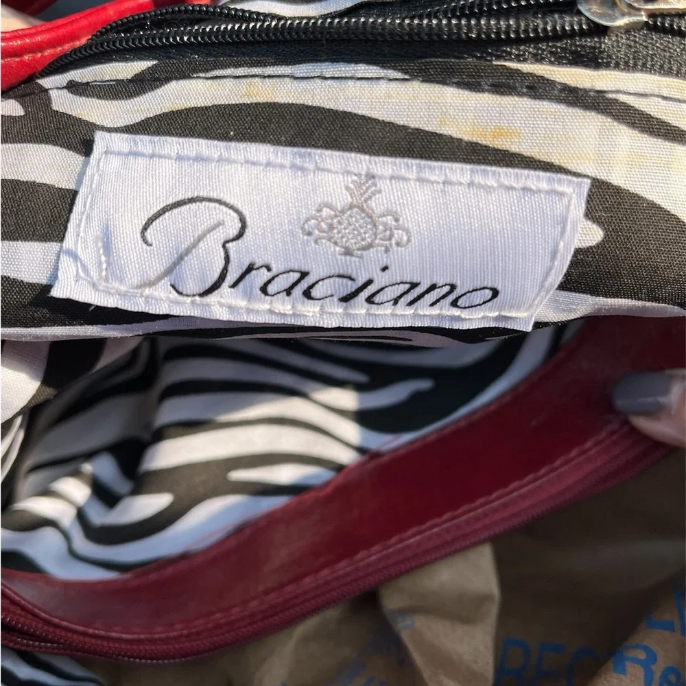 Braciano Red Faux Leather Handbag - Picture 2 of 5